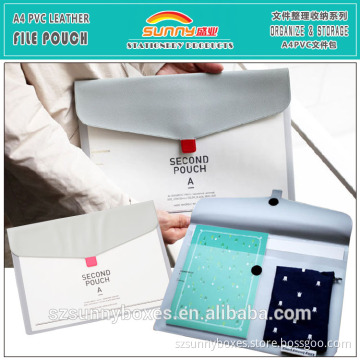 A4 PVC Leather File Pouch Folder With 2 Pockets